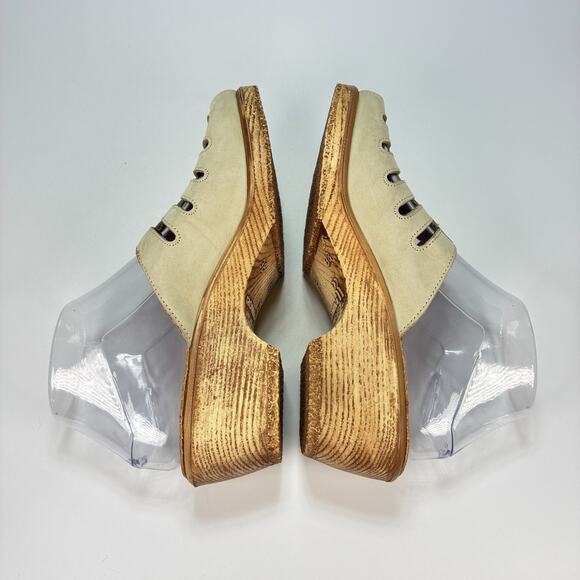 Romika Beige Leather Open Toe Wedge Cork Heel Sandals Women's Size US 7.5 EU 38 - Picture 7 of 11